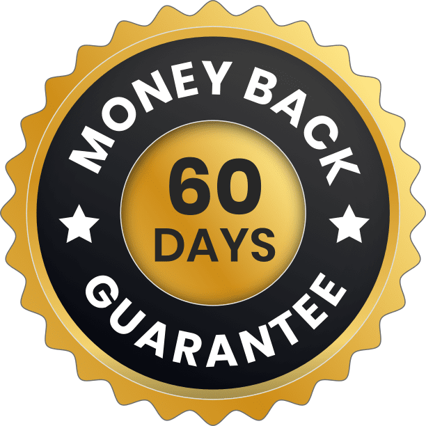 60 day money back guarantee badge.